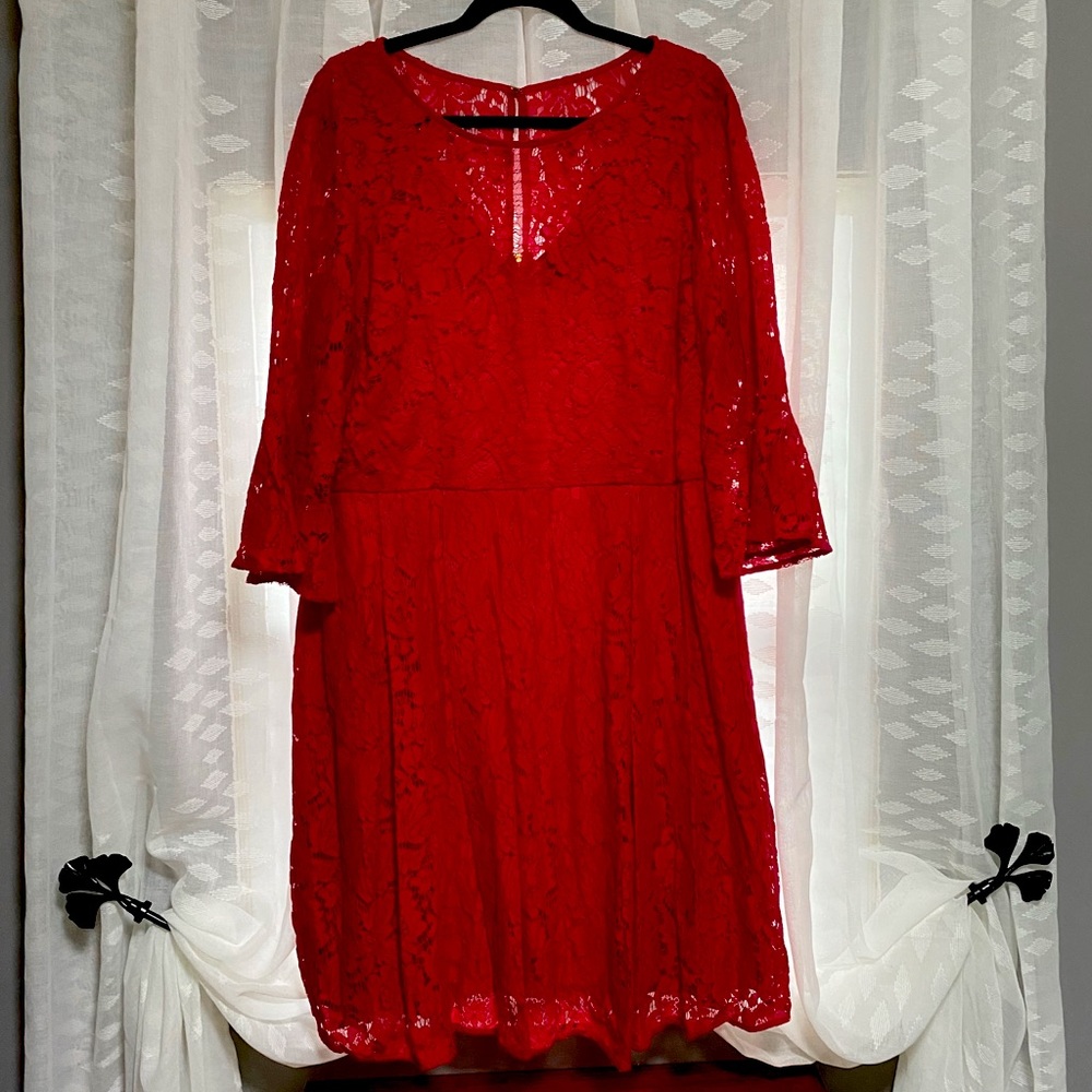 BNWOT Lane Bryant Red Crochet Lace Dress